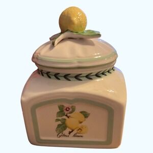 Villeroy & Boch Citrus Lemon Ceramic Canister Jar Lid Floral Fruit Kitchen Decor